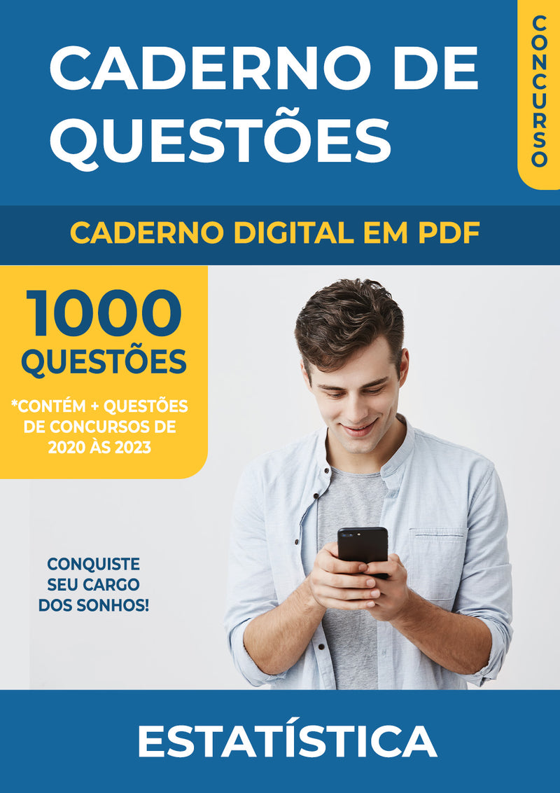Caderno de Questões de Estatística com 1.000 Questões de Concursos Anteriores | loja123shop