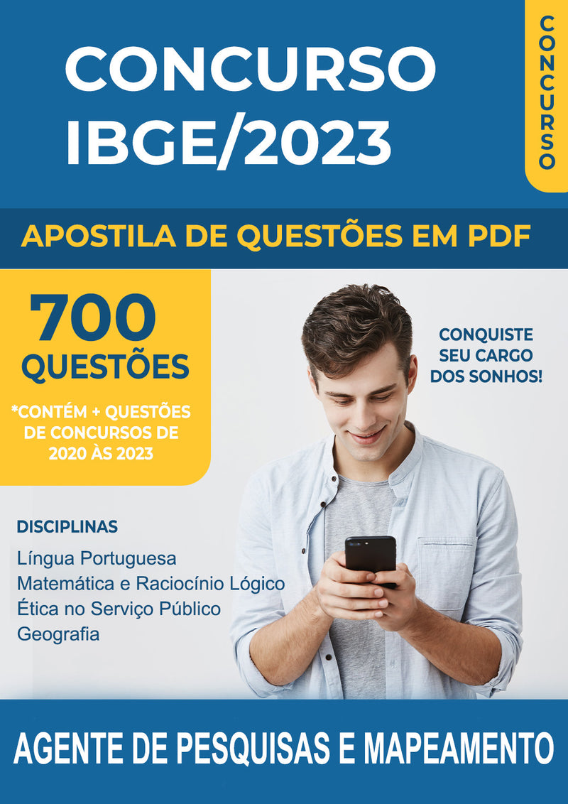 Apostila de Questões para o Concurso IBGE 2023 para Agente de Pesquisas e Mapeamento - Mais de 700 Questões Gabaritadas | loja123shop