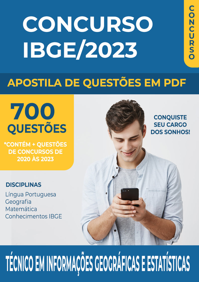 Apostila de Questões para Concurso IBGE 2023 - Técnico em Informações Geográficas e Estatísticas - Mais de 700 Questões | loja123shop