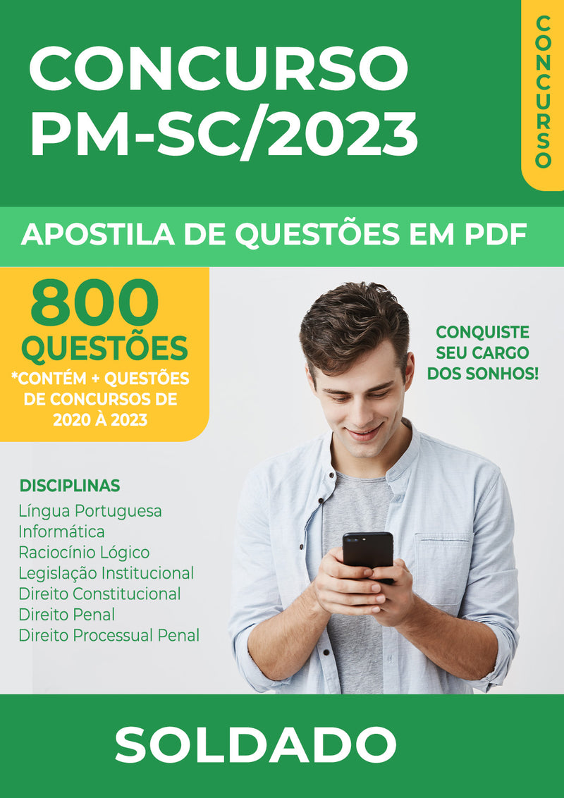 Apostila de Questões para o Concurso da PM-SC 2023 para Soldado  - Mais de 800 Questões Gabaritadas | loja123shop