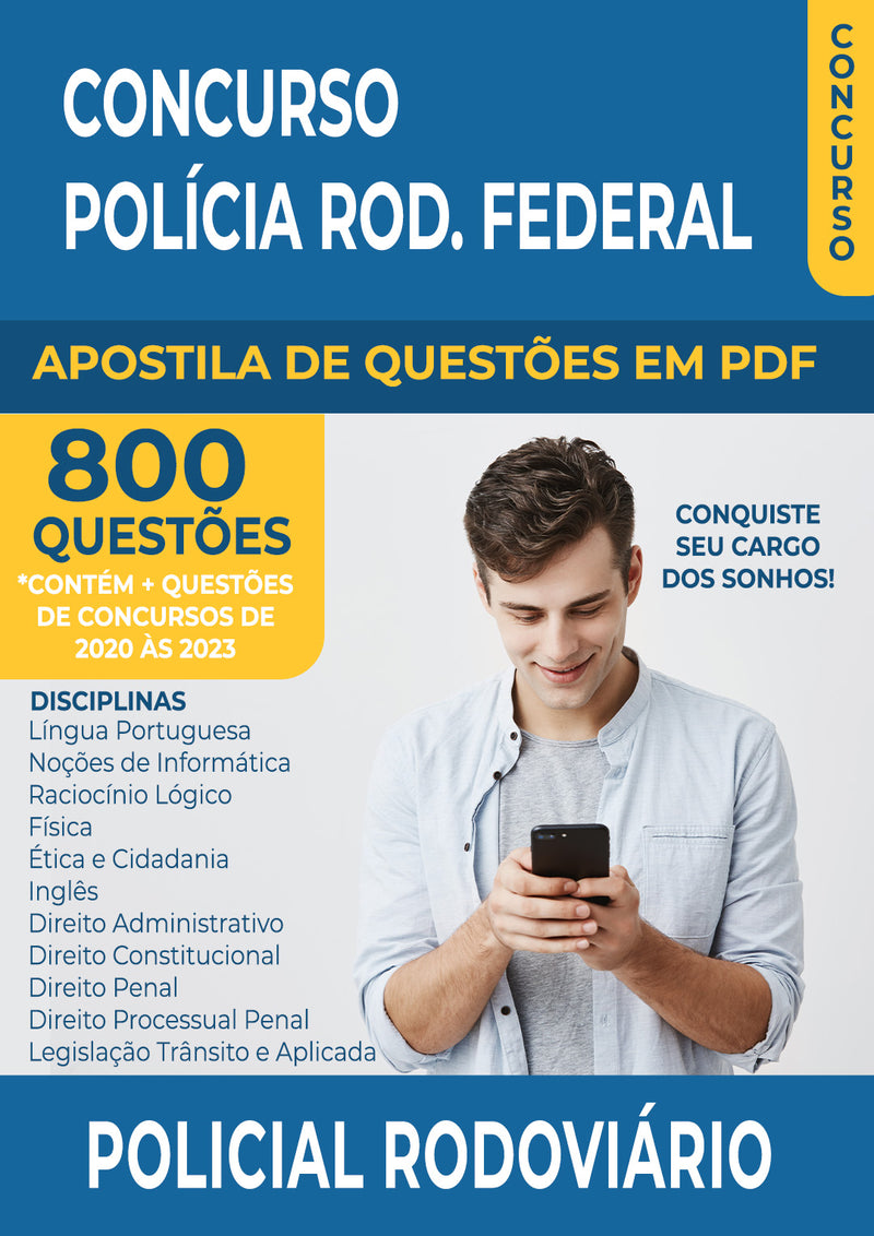 Apostila de Questões para Concurso Polícia Rodoviária Federal 2023 para Policial Rodoviário - Mais de 800 Questões Gabaritadas | loja123shop