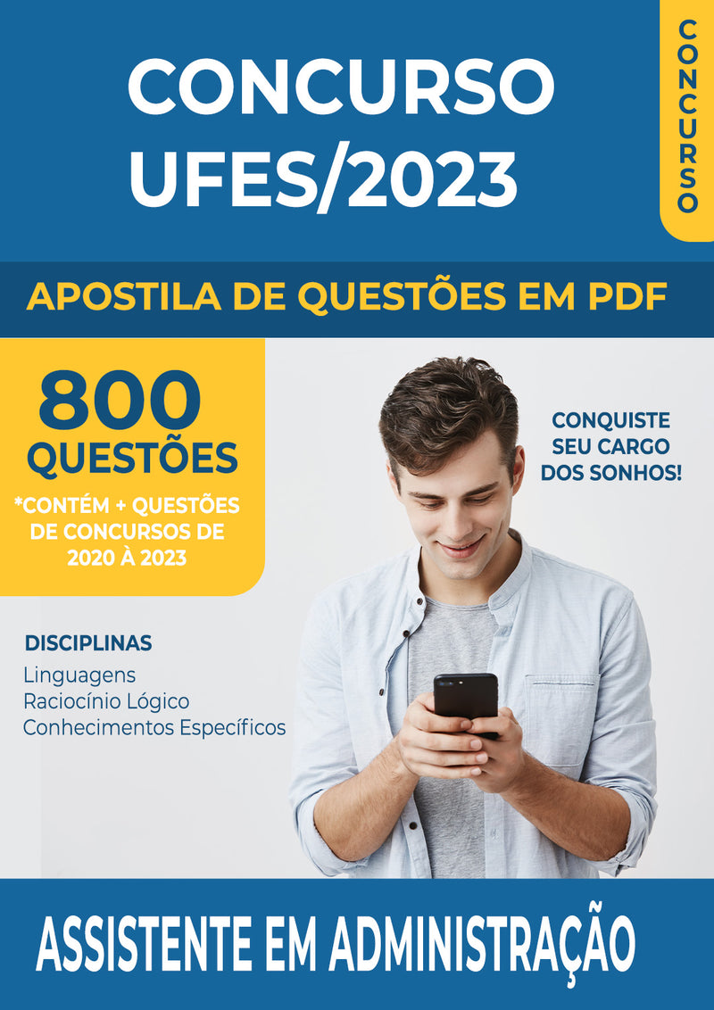 Apostila de Questões para Concurso da UFES 2023 para Assistente em Administração - Mais de 800 Questões Gabaritadas | loja123shop