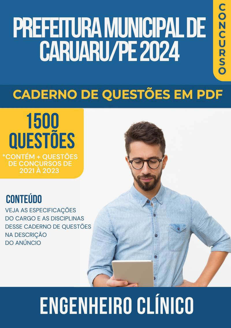 Apostila de Questões para Concurso da Prefeitura Municipal de Caruaru/PE 2024 para Engenheiro Clínico - Mais de 1.500 Questões Gabaritadas | loja123shop
