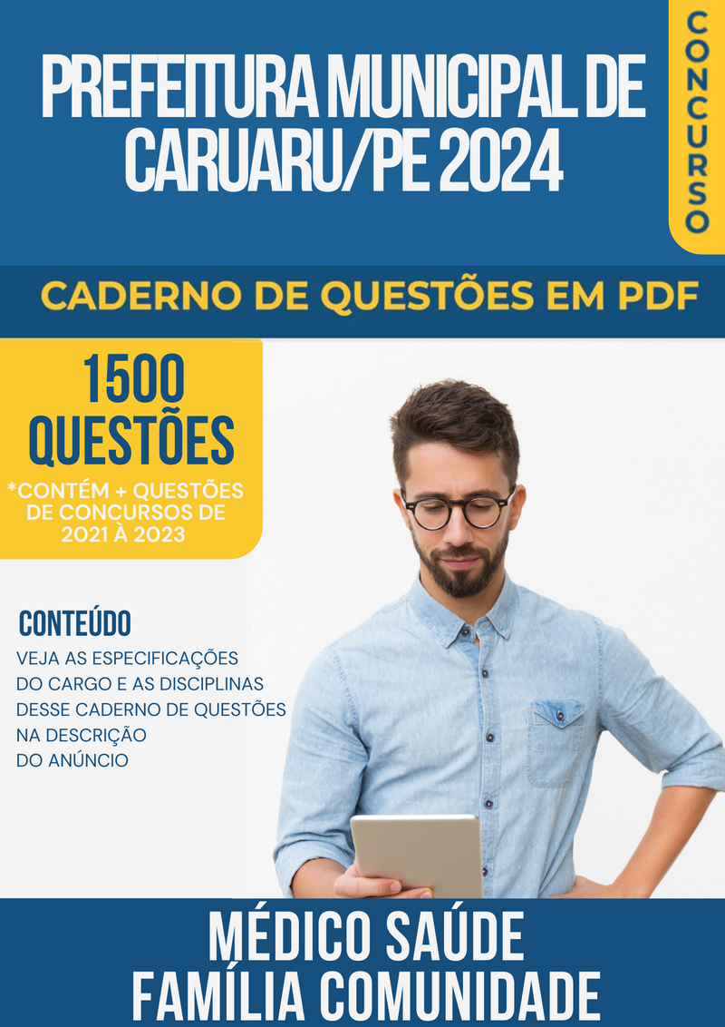 Apostila de Questões para Concurso da Prefeitura Municipal de Caruaru/PE 2024 para Médico Saúde Família Comunidade - Mais de 1.500 Questões Gabaritadas | loja123shop