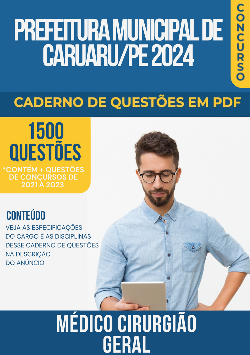 Apostila de Questões para Concurso da Prefeitura Municipal de Caruaru/PE 2024 para Médico Cirurgião Geral - Mais de 1.500 Questões Gabaritadas | loja123shop