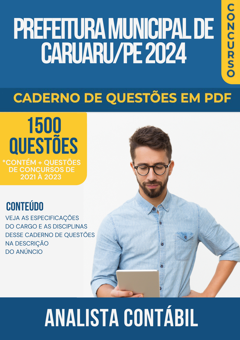 Apostila de Questões para Concurso da Prefeitura Municipal de Caruaru/PE 2024 para Analista Contábil - Mais de 1.500 Questões Gabaritadas | loja123shop