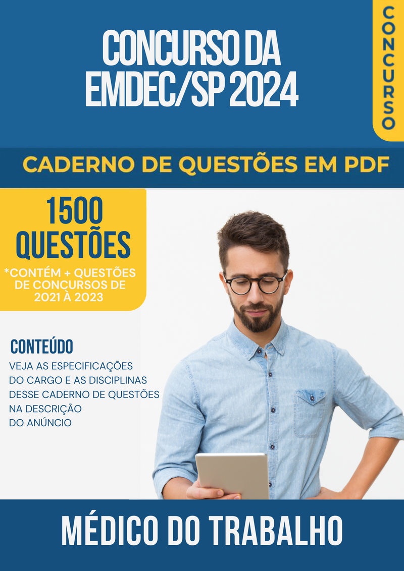 Apostila de Questões para Concurso da EMDEC/SP 2024 para Médico Do Trabalho - Mais de 1.500 Questões Gabaritadas | loja123shop