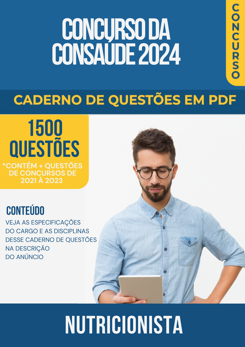 Apostila de Questões para Concurso da CONSAÚDE 2024 para Nutricionista - Mais de 1.500 Questões Gabaritadas | loja123shop