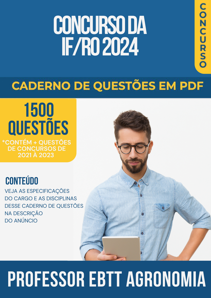 Apostila de Questões para Concurso da IF/RO 2024 para Professor EBTT Agronomia - Mais de 1.500 Questões Gabaritadas | loja123shop