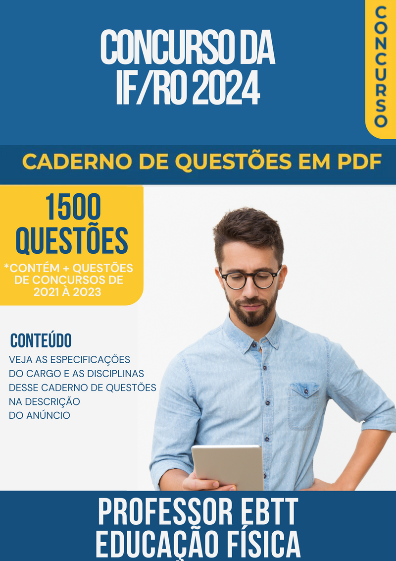 Apostila de Questões para Concurso da IF/RO 2024 para Professor EBTT Educação Física - Mais de 1.500 Questões Gabaritadas | loja123shop