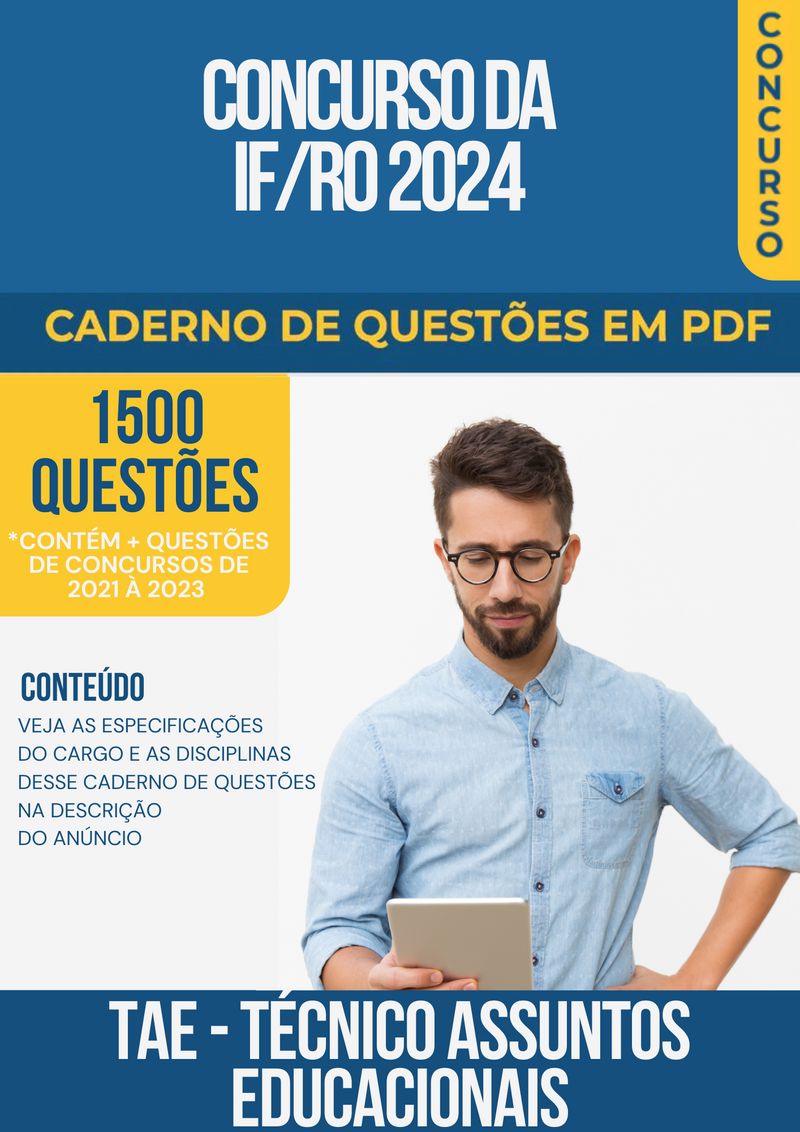 Apostila de Questões para Concurso da IF/RO 2024 para TAE Técnico Assuntos Educacionais - Mais de 1.500 Questões Gabaritadas | loja123shop