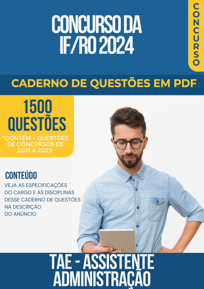 Apostila de Questões para Concurso da IF/RO 2024 para TAE Assistente Administração - Mais de 1.500 Questões Gabaritadas | loja123shop