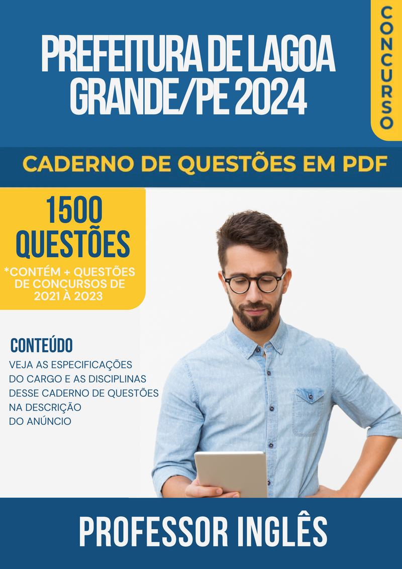 Apostila de Questões para Concurso da Prefeitura de Lagoa Grande/PE 2024 para Professor Inglês - Mais de 1.500 Questões Gabaritadas | loja123shop