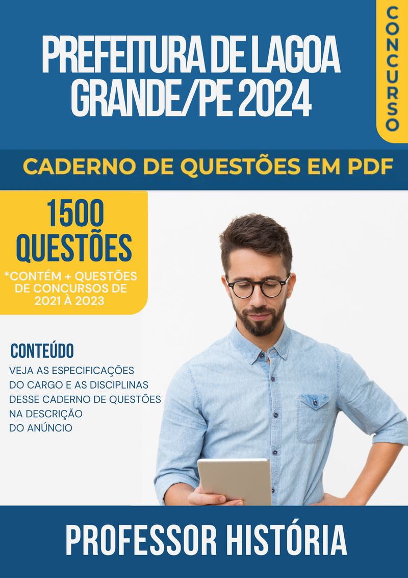 Apostila de Questões para Concurso da Prefeitura de Lagoa Grande/PE 2024 para Professor História - Mais de 1.500 Questões Gabaritadas | loja123shop