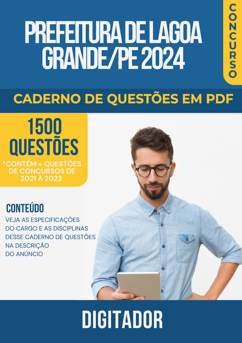 Apostila de Questões para Concurso da Prefeitura de Lagoa Grande/PE 2024 para Digitador - Mais de 1.500 Questões Gabaritadas | loja123shop