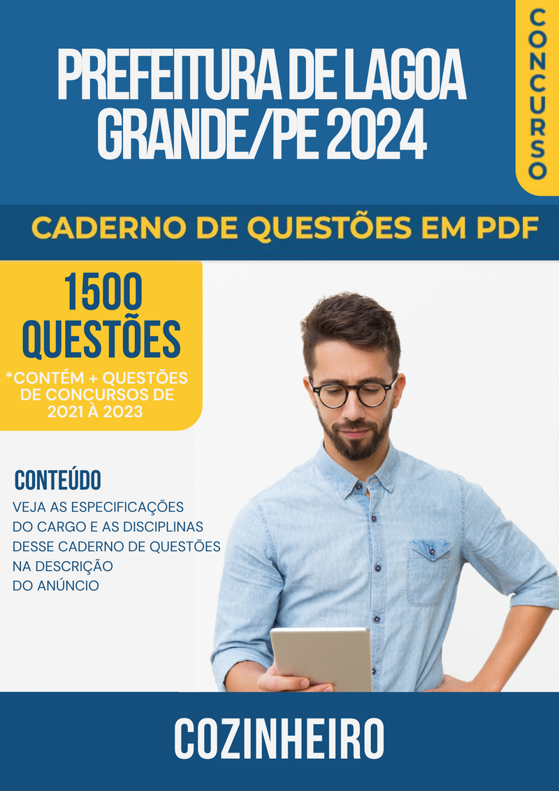 Apostila de Questões para Concurso da Prefeitura de Lagoa Grande/PE 2024 para Cozinheiro - Mais de 1.500 Questões Gabaritadas | loja123shop