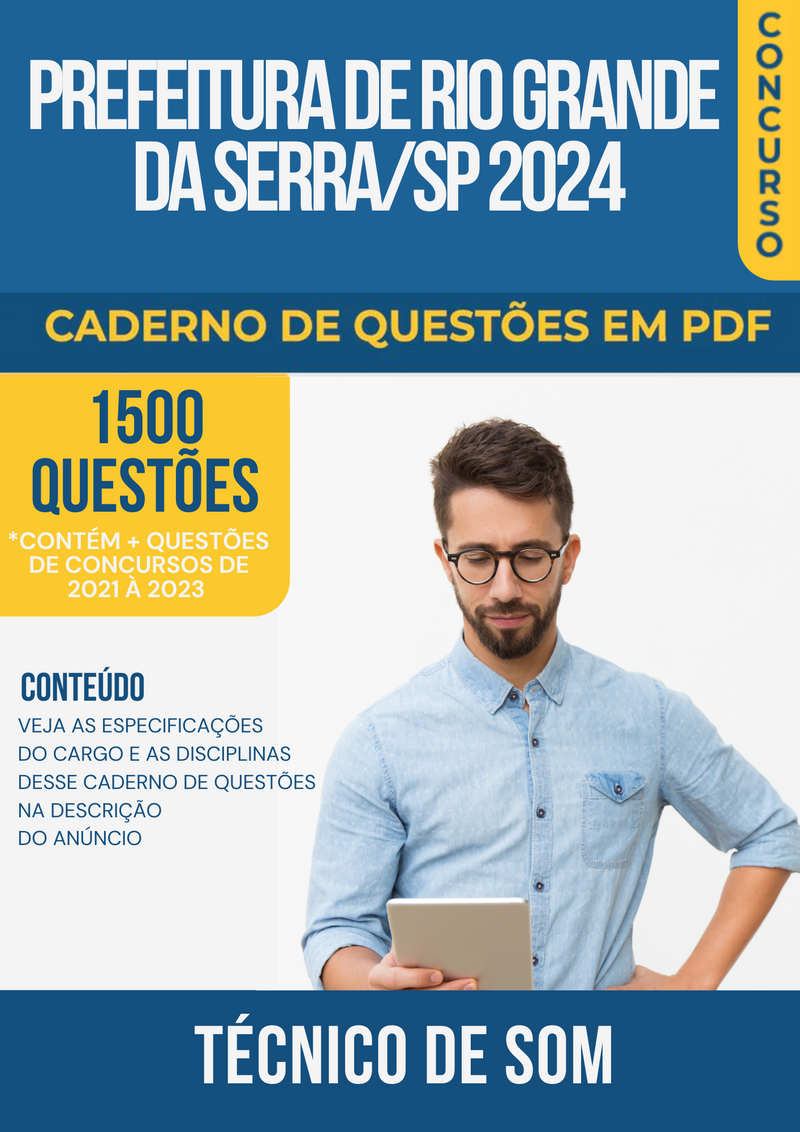 Apostila de Questões para Concurso da Prefeitura de Rio Grande da Serra/SP 2024 para Técnico de Som - Mais de 1.500 Questões Gabaritadas | loja123shop