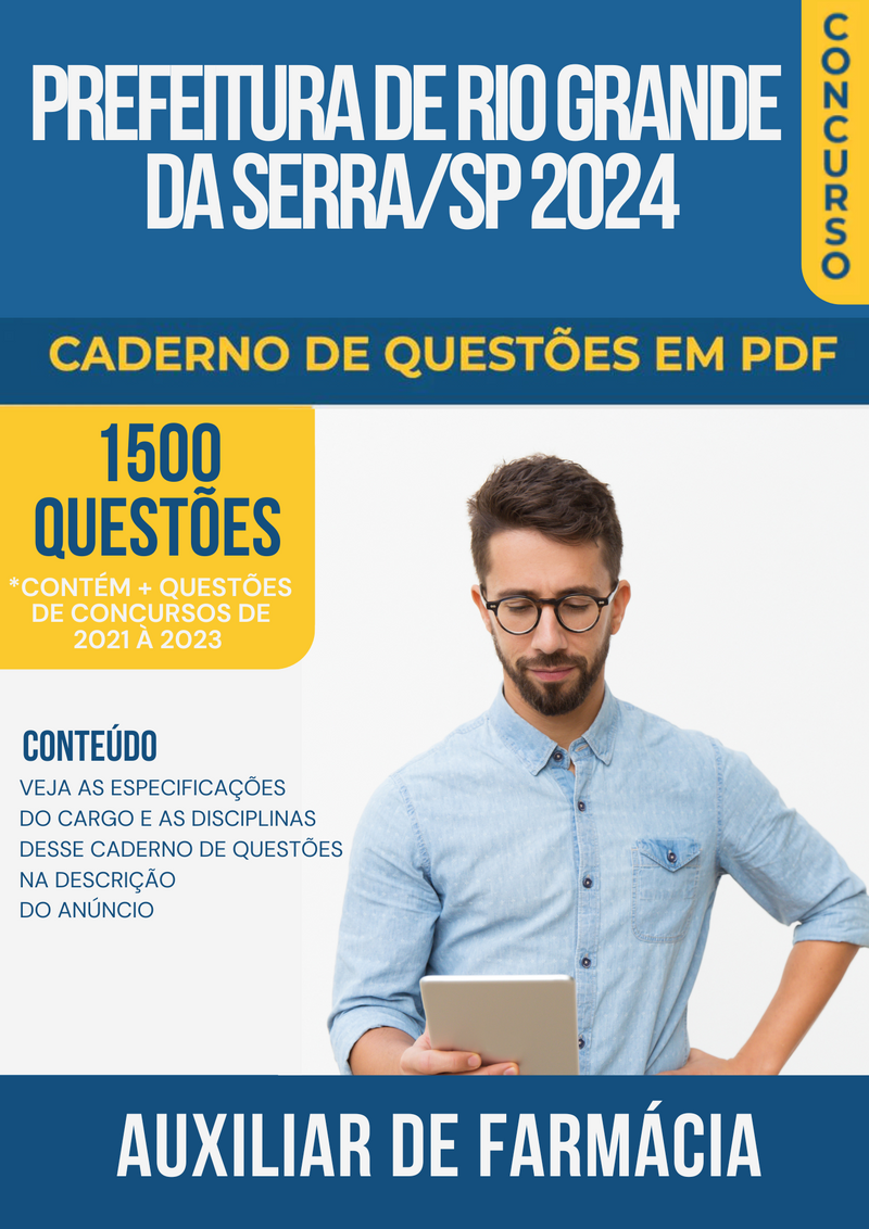 Apostila de Questões para Concurso da Prefeitura de Rio Grande da Serra/SP 2024 para Auxiliar de Farmácia - Mais de 1.500 Questões Gabaritadas | loja123shop