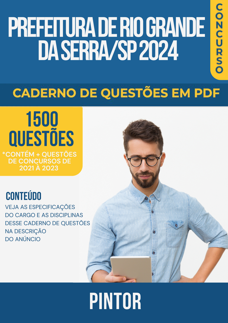 Apostila de Questões para Concurso da Prefeitura de Rio Grande da Serra/SP 2024 para Pintor - Mais de 1.500 Questões Gabaritadas | loja123shop