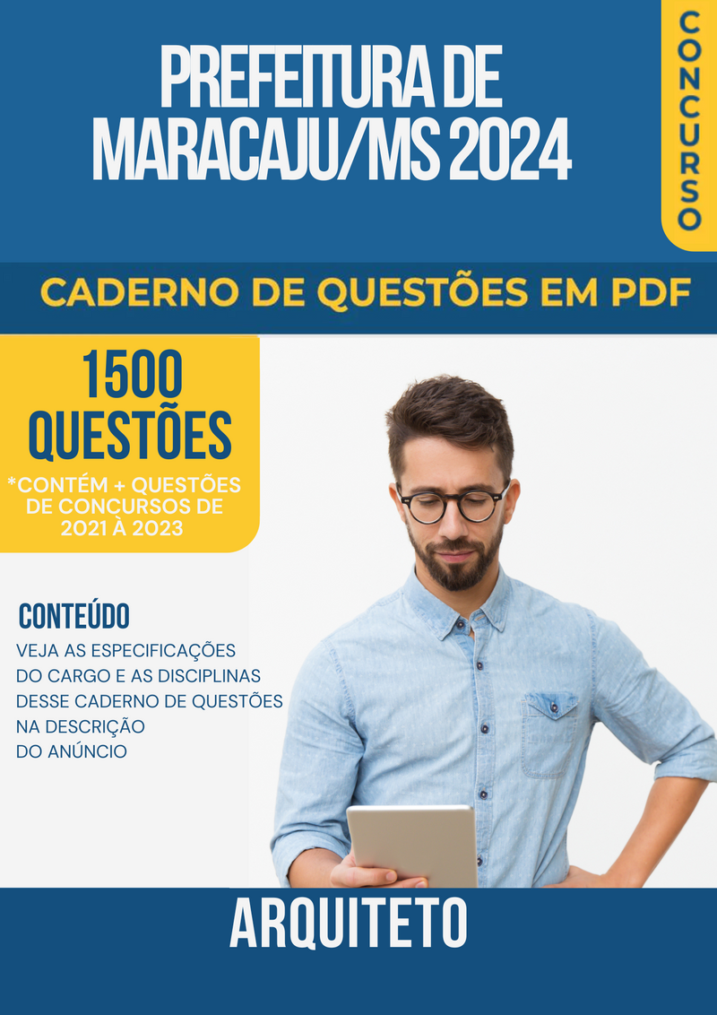 Apostila de Questões para Concurso da Prefeitura de Maracaju/MS 2024 Arquiteto- Mais de 1.500 Questões Gabaritadas | loja123shop