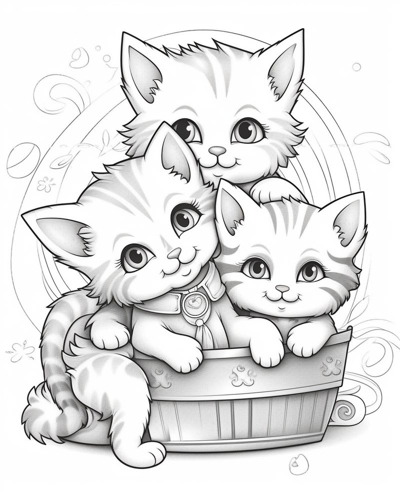 Livro de Colorir para Imprimir de Gatos - 50 Imagens em Formato PDF - Acesso Imediato | loja123shop