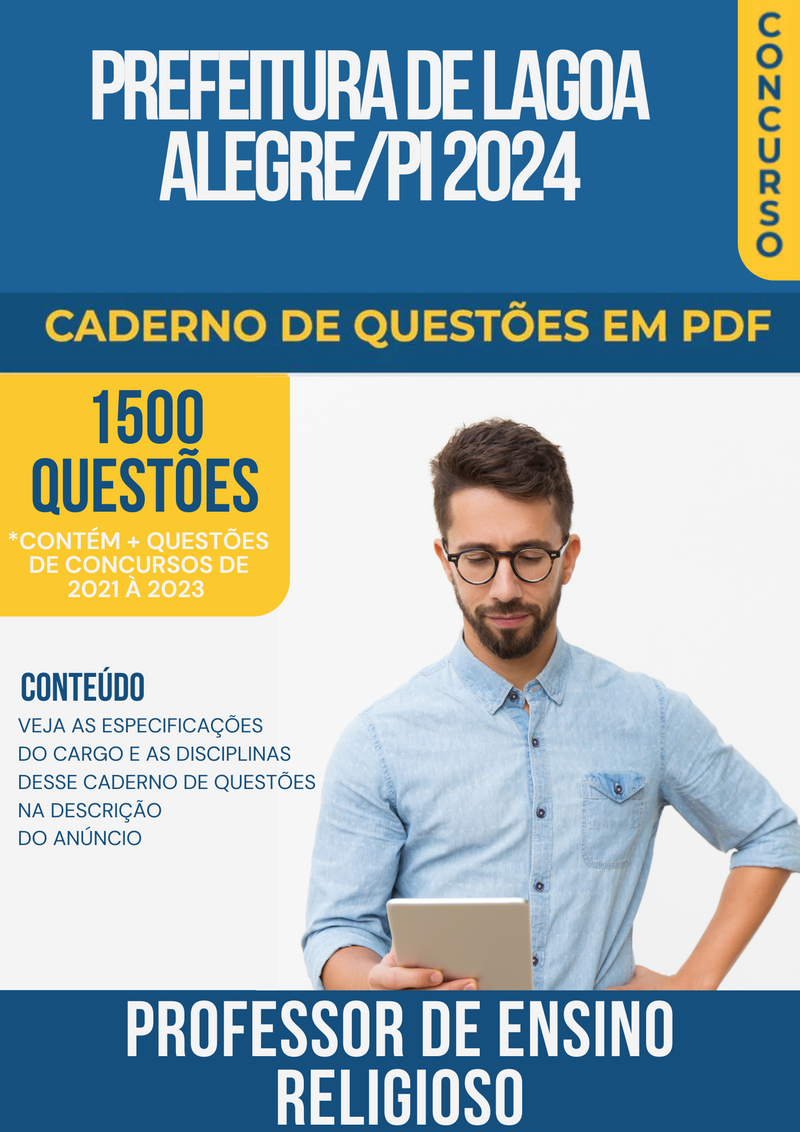 Apostila de Questões para Concurso da Prefeitura de Lagoa Alegre/PI 2024 Professor de Ensino Religioso- Mais de 1.500 Questões Gabaritadas | loja123shop