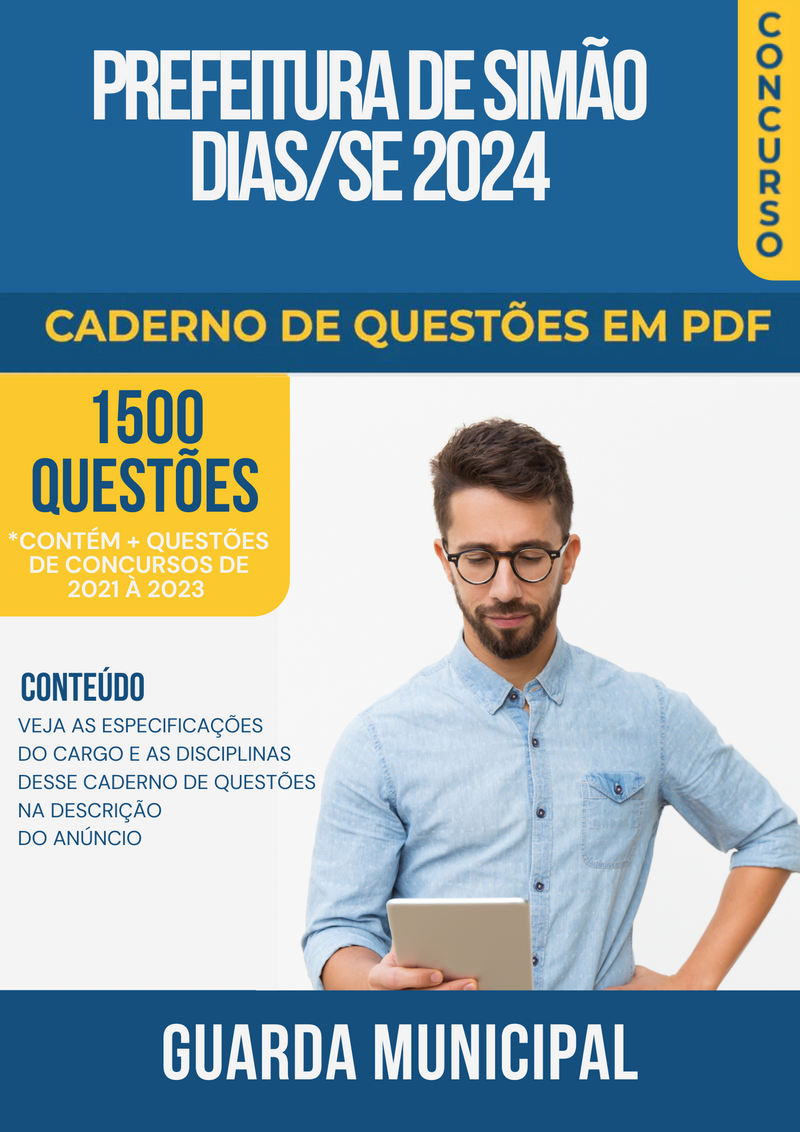 Apostila de Questões para Concurso da Prefeitura de Simão Dias/SE Guarda Municipal- Mais de 1.500 Questões Gabaritadas | loja123shop