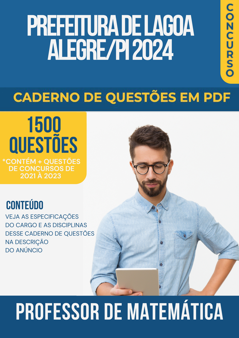 Apostila de Questões para Concurso da Prefeitura de Lagoa Alegre/PI 2024 Professor de Matemática- Mais de 1.500 Questões Gabaritadas | loja123shop