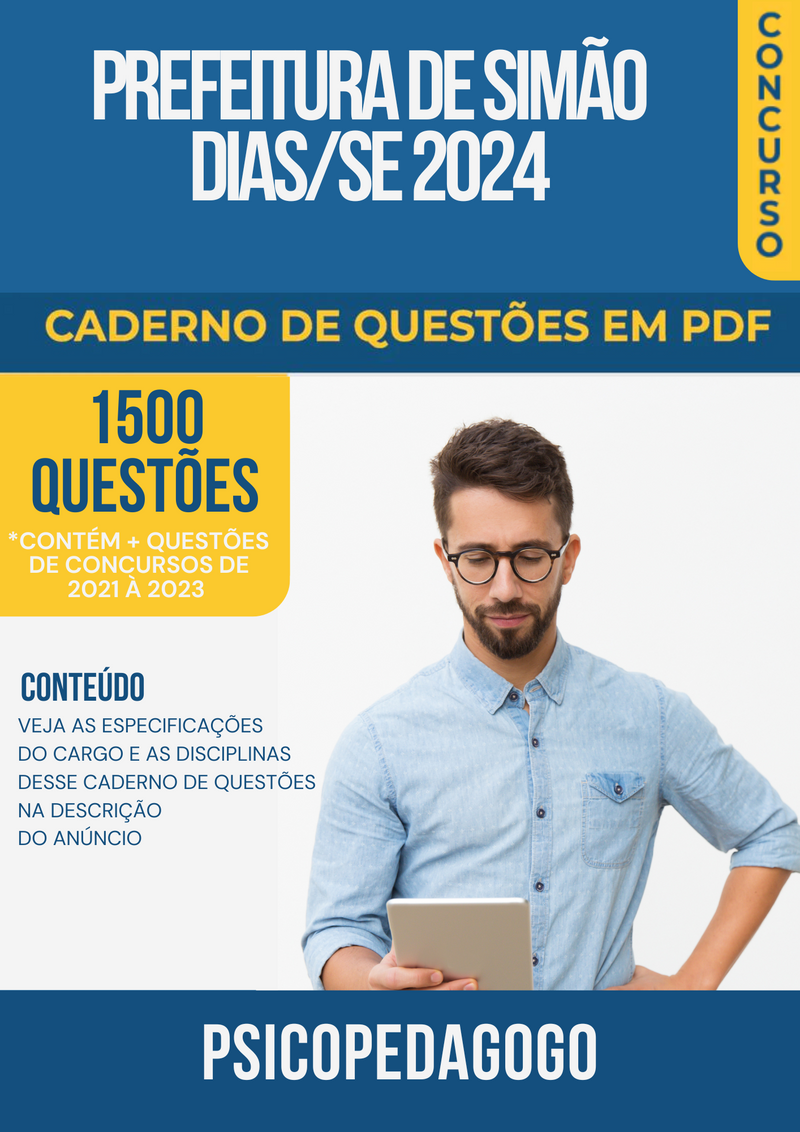 Apostila de Questões para Concurso da Prefeitura de Simão Dias/SE Psicopedagogo- Mais de 1.500 Questões Gabaritadas | loja123shop