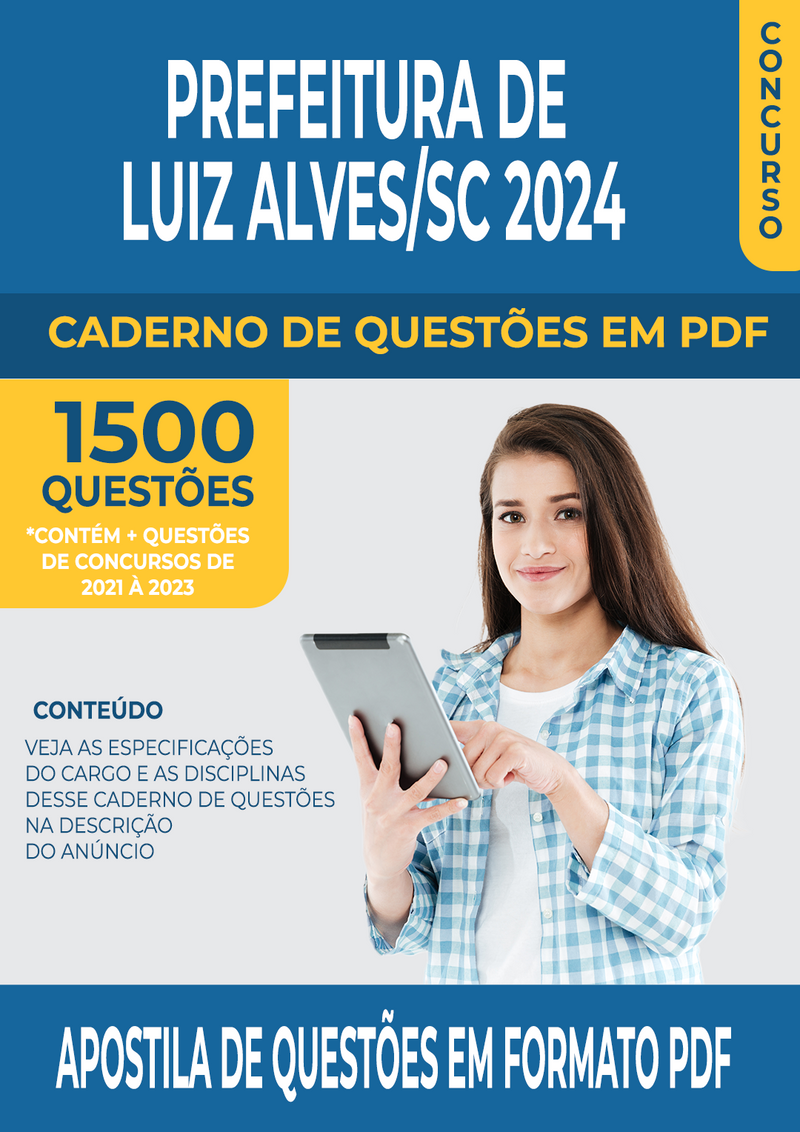 Apostila de Questões para Concurso da Prefeitura de Luiz Alves/SC 2024 para Professor de Ensino Religioso- Mais de 1.500 Questões Gabaritadas | loja123shop