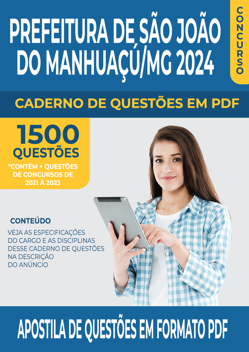 Apostila de Questões para Concurso da Prefeitura de São João do Manhuaçú/MG 2024 para Fisioterapeuta - Mais de 1.500 Questões Gabaritadas | loja123shop