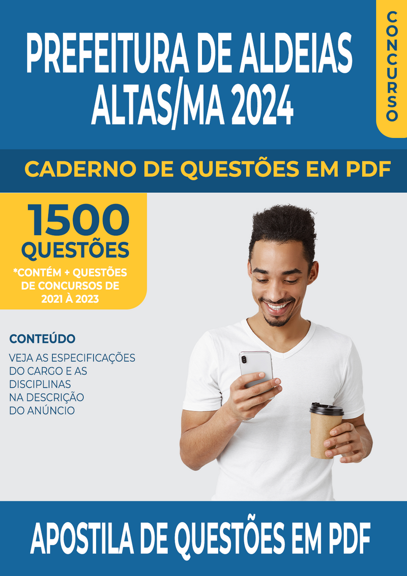 Apostila de Questões para Concurso da Prefeitura de Aldeias Altas/MA 2024 para Professor Pedagogo - Mais de 1.500 Questões Gabaritadas | loja123shop