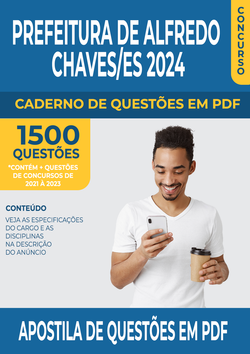 Apostila de Questões para Concurso da Prefeitura de Alfredo Chaves/ES 2024 para Professor de Artes Plásticas - Mais de 1.500 Questões Gabaritadas | loja123shop