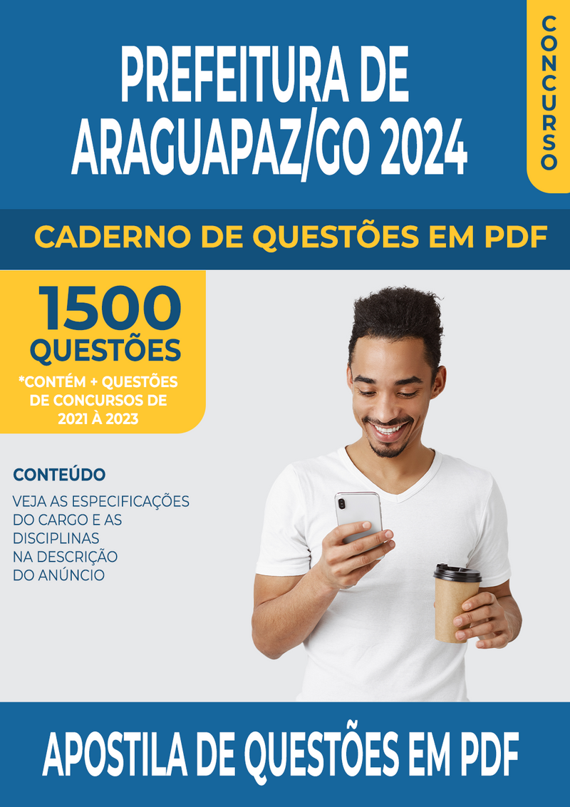 Apostila de Questões para Concurso da Prefeitura de Araguapaz/GO 2024 para Professor de Matemática - Mais de 1.500 Questões Gabaritadas | loja123shop