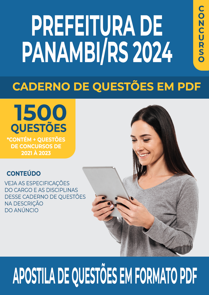Apostila de Questões para Concurso da Prefeitura de Panambi/RS 2024 para Professor de Artes Plásticas - Mais de 1.500 Questões Gabaritadas | loja123shop