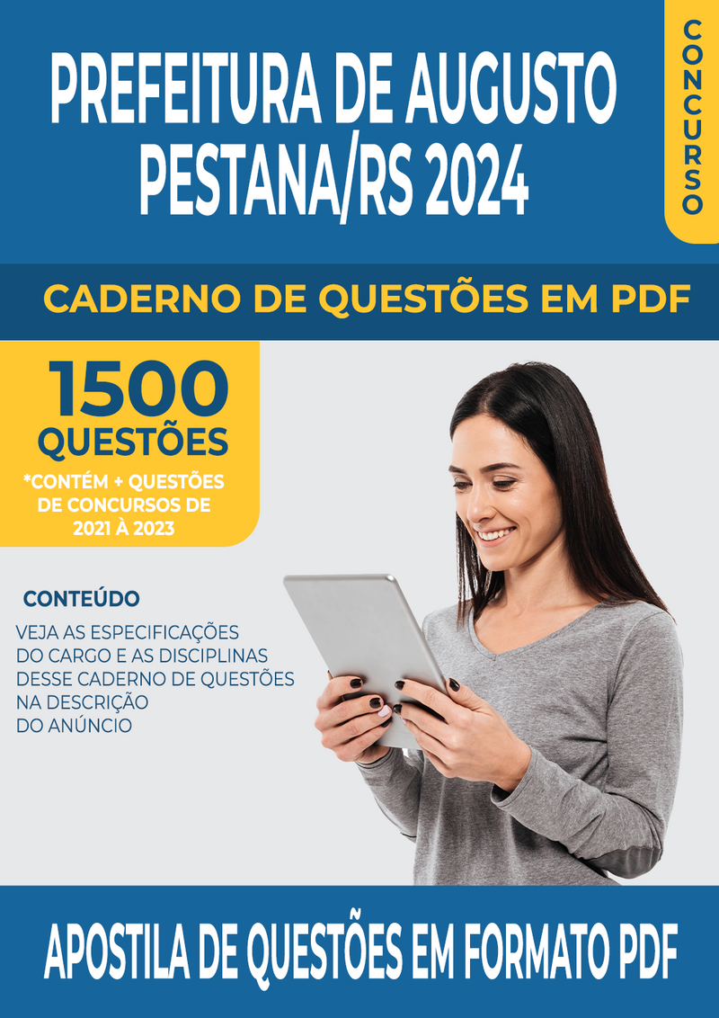 Apostila de Questões para Concurso da Prefeitura de Augusto Pestana/RS 2024 para Almoxarife - Mais de 1.500 Questões Gabaritadas | loja123shop