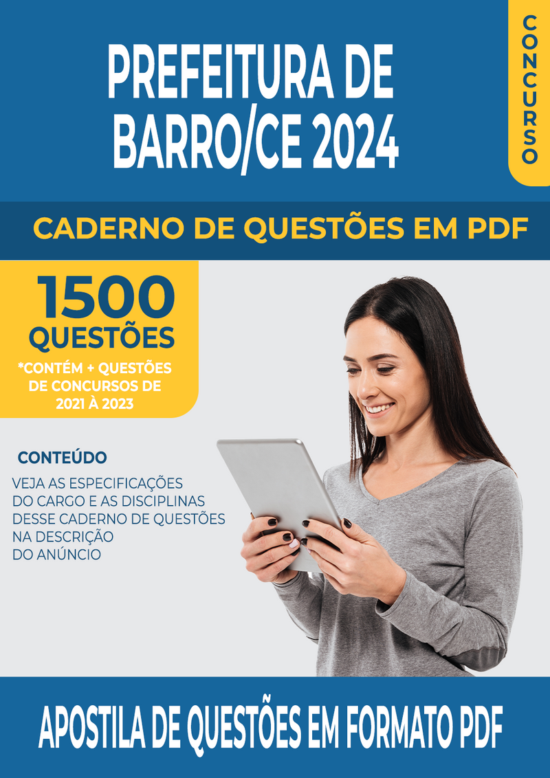 Apostila de Questões para Concurso da Prefeitura de Barro/CE 2024 para Guarda Municipal - Mais de 1.500 Questões Gabaritadas | loja123shop