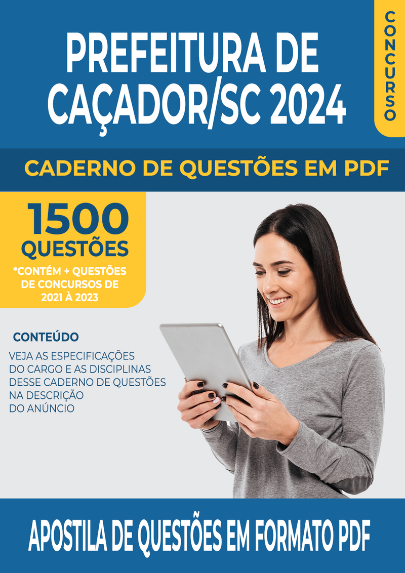 Apostila de Questões para Concurso da Prefeitura de Caçador/SC 2024 para Merendeira - Mais de 1.500 Questões Gabaritadas | loja123shop