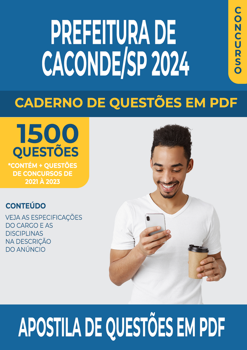 Apostila de Questões para Concurso da Prefeitura de Caconde/SP 2024 para Professor de Física - Mais de 1.500 Questões Gabaritadas | loja123shop