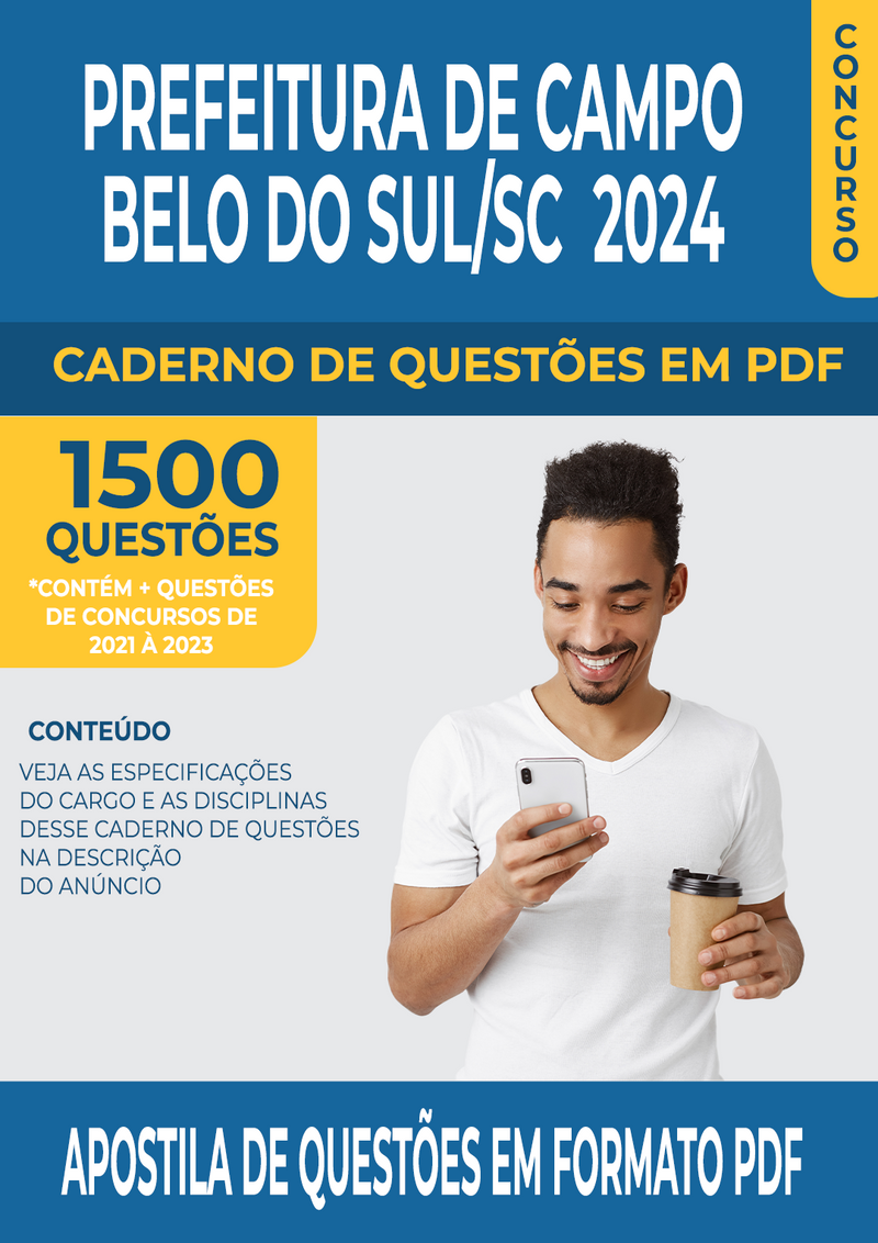 Apostila de Questões para Concurso da Prefeitura de Campo Belo do Sul/SC 2024 para Farmacêutico NASF - Mais de 1.500 Questões Gabaritadas | loja123shop