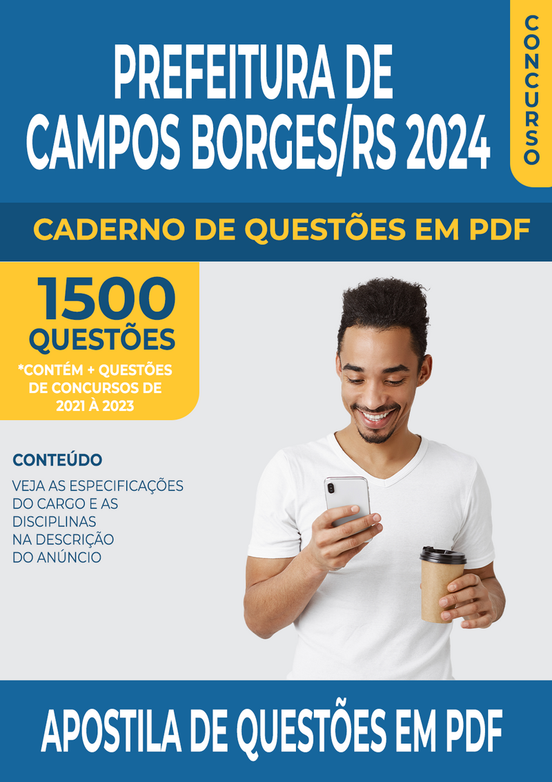 Apostila de Questões para Concurso da Prefeitura de Campos Borges/RS 2024 para Fiscal Tributário - Mais de 1.500 Questões Gabaritadas | loja123shop