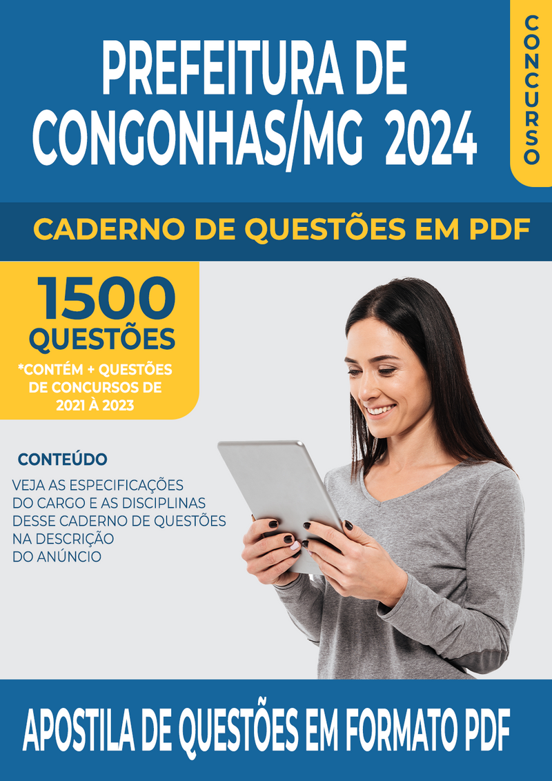 Apostila de Questões para Concurso da Prefeitura de Congonhas/MG 2024 para Professor de Ensino Religioso- Mais de 1.500 Questões Gabaritadas | loja123shop