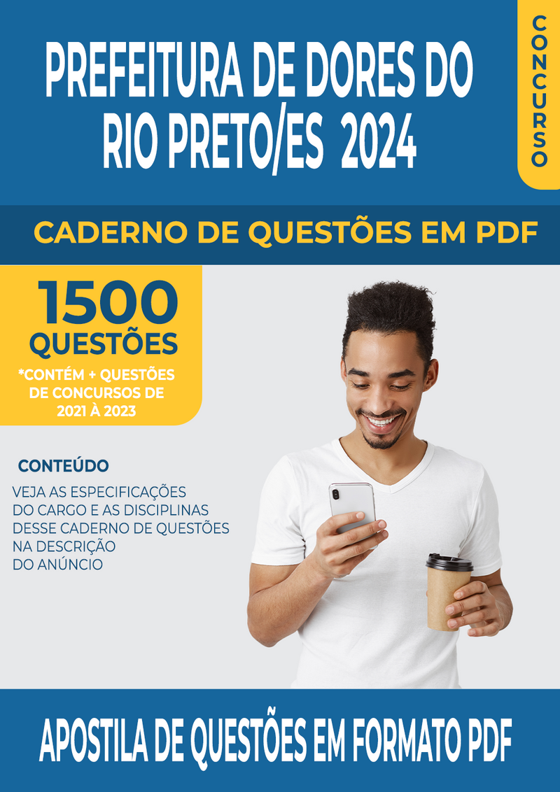 Apostila de Questões para Concurso da Prefeitura de Dores do Rio Preto/ES 2024 para Professor de Libras - Mais de 1.500 Questões Gabaritadas | loja123shop