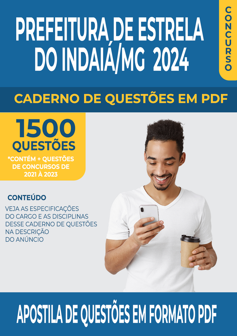 Apostila de Questões para Concurso da Prefeitura de Estrela do Indaiá/MG 2024 para Professor de Artes Plásticas - Mais de 1.500 Questões Gabaritadas | loja123shop
