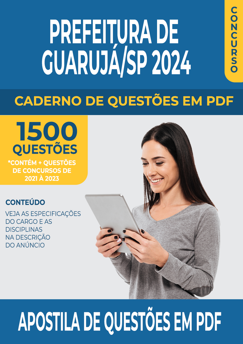 Apostila de Questões para Concurso da Prefeitura de Guarujá/SP 2024 para Fiscal de Obras e Posturas - Mais de 1.500 Questões Gabaritadas | loja123shop