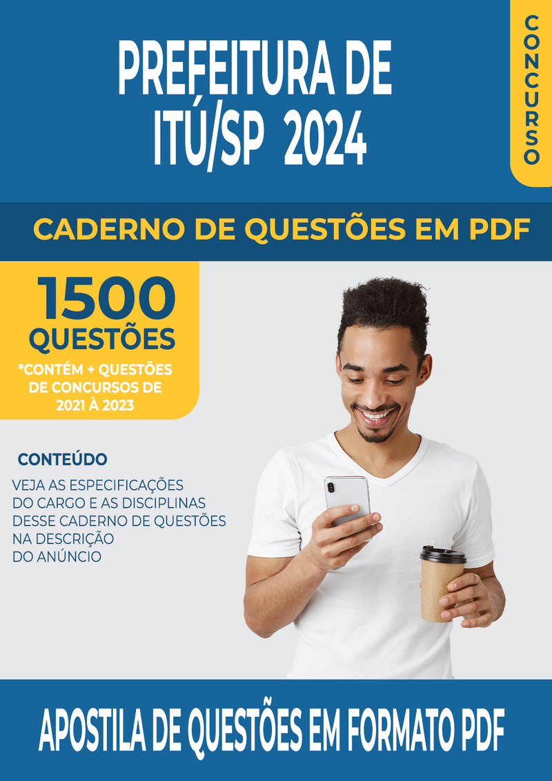 Apostila de Questões para Concurso da Prefeitura de Itú/SP 2024 para Professor de Inglês - Mais de 1.500 Questões Gabaritadas | loja123shop