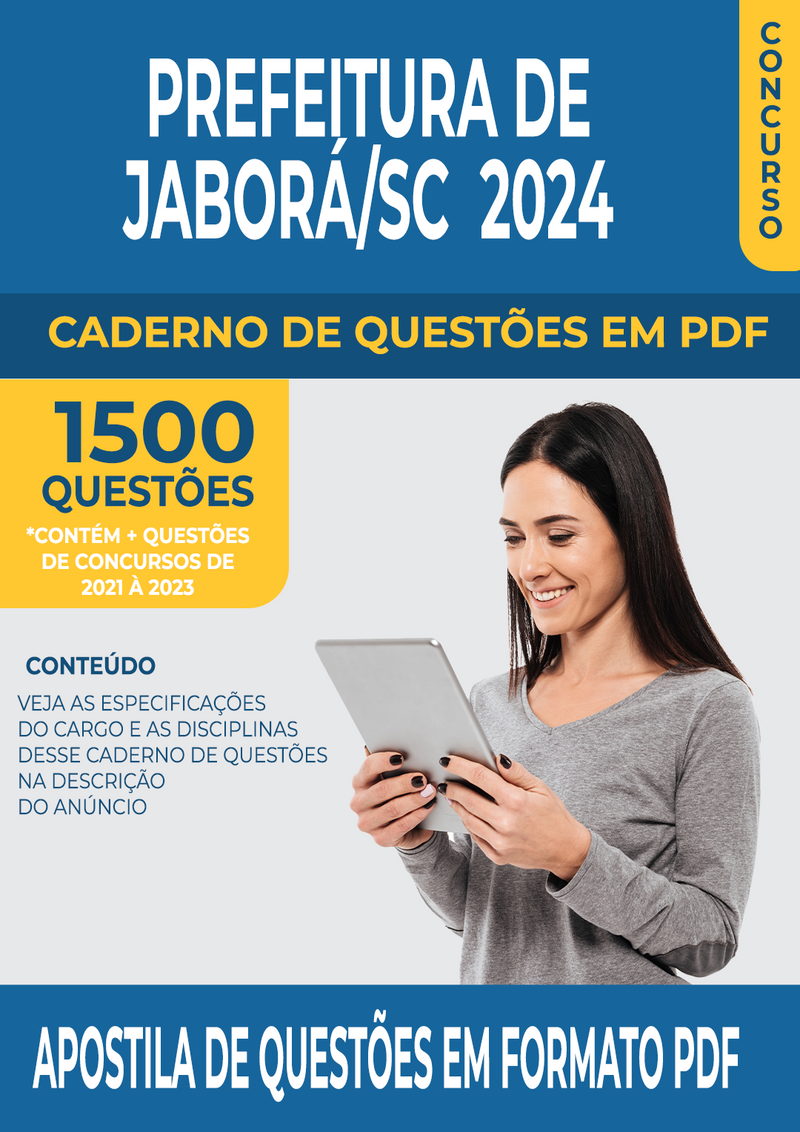 Apostila de Questões para Concurso da Prefeitura de Jaborá/SC 2024 para Professor de Língua Inglesa - Mais de 1.500 Questões Gabaritadas | loja123shop
