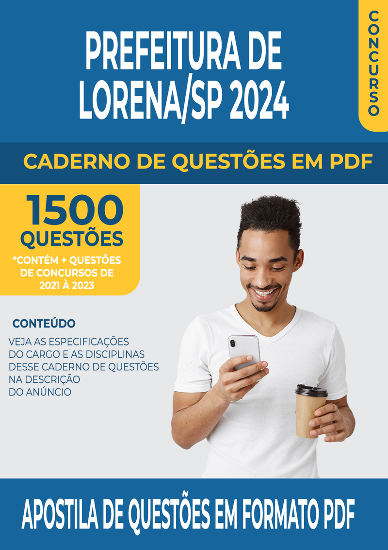 Apostila de Questões para Concurso da Prefeitura de Lorena/SP 2024 para Professor de Educação Básica - Mais de 1.500 Questões Gabaritadas | loja123shop