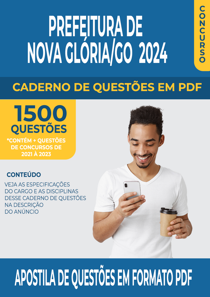 Apostila de Questões para Concurso da Prefeitura de Nova Glória/GO 2024 para Professor de Artes Plásticas - Mais de 1.500 Questões Gabaritadas | loja123shop