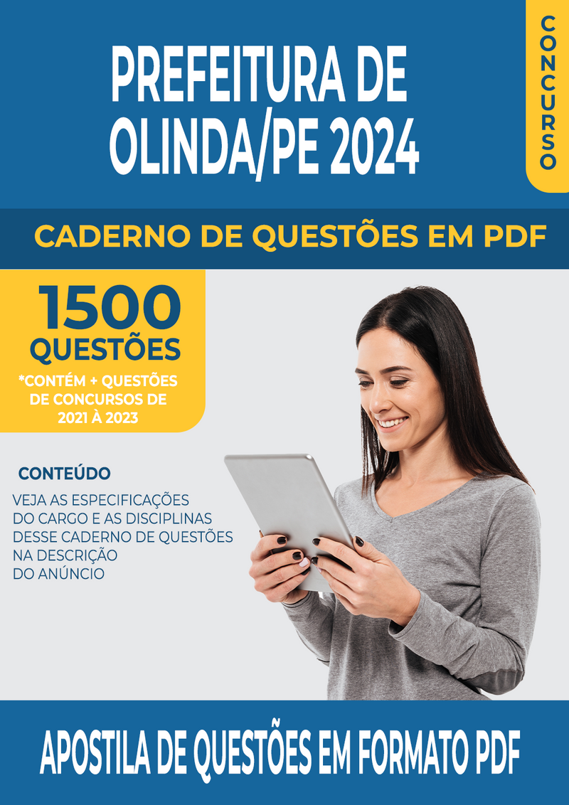 Apostila de Questões para Concurso da Prefeitura de Olinda/PE 2024 para Professor Polivalente - Mais de 1.500 Questões Gabaritadas | loja123shop